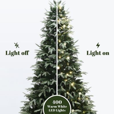 Image showing  7.5 ft. Pre-Lit Green Full Artificial Christmas Tree with 400 Mixed Warm Lights and Stand