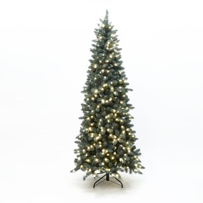 LuxenHome 7.5 ft. Pre-Lit Green Christmas Tree with Bubble Lights & White Tips,Indoor/Outdoor Decor