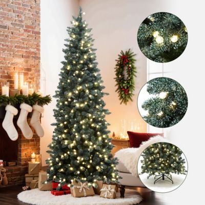 Image showing  7.5 ft. Pre-Lit Green Christmas Tree with Bubble Lights & White Tips,Indoor/Outdoor Decor