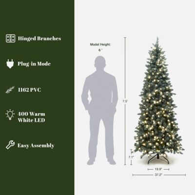 Image showing  7.5 ft. Pre-Lit Green Christmas Tree with Bubble Lights & White Tips,Indoor/Outdoor Decor