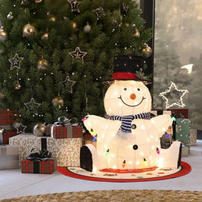 Image showing  2.7 ft. Jolly Snowman with Black Tophat Outdoor Holiday Decoration with Lights