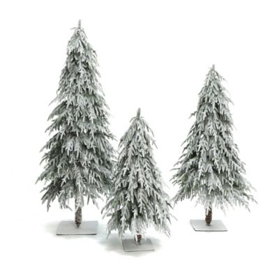 LuxenHome 3 ft., 4 ft., and 5 ft. Artifical Snow-Flocked Cedar Christmas Trees, Set of 3