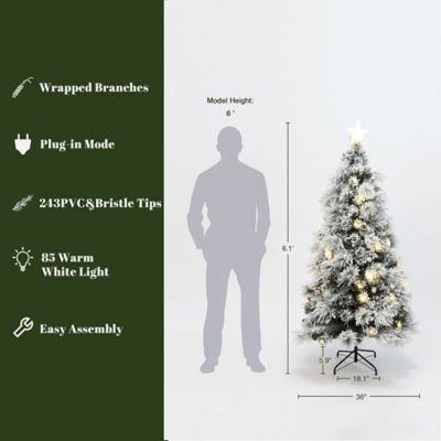 Image showing  6 ft. Pre-Lit Pine Needle Mixed Fiber Optic Artificial Christmas Tree with Star Topper