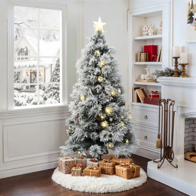 Image showing  6 ft. Pre-Lit Pine Needle Mixed Fiber Optic Artificial Christmas Tree with Star Topper