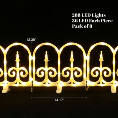 Image showing 7 th LuxenHome 8-Piece Light Show Arched Fence Design Outdoor Decoration