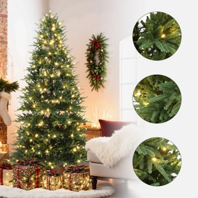 Image showing  6.5 ft. Pre-Lit Green PE Branches Artificial Fir Christmas Tree with Metal Stand