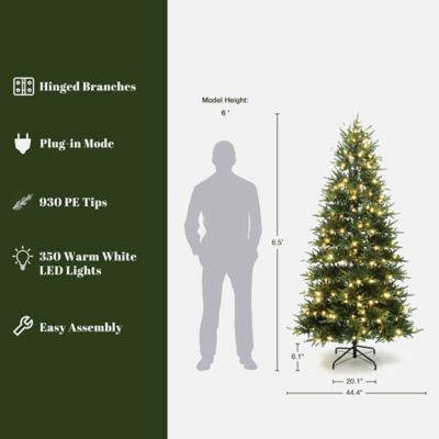 Image showing  6.5 ft. Pre-Lit Green PE Branches Artificial Fir Christmas Tree with Metal Stand