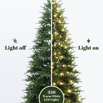 Image showing  6.5 ft. Pre-Lit Green PE Branches Artificial Fir Christmas Tree with Metal Stand