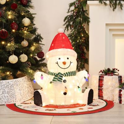 Image showing  2.3 ft. Jolly Snowman with Red Santa Hat Outdoor Holiday Decoration with Lights