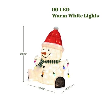Image showing  2.3 ft. Jolly Snowman with Red Santa Hat Outdoor Holiday Decoration with Lights