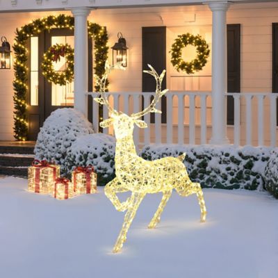 Image showing  Outdoor Christmas Reindeer Decor, Lighted Holiday Yard Display with Timer