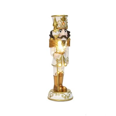 Image showing  2 ft. Lighted White and Gold Nutcracker Soldier with Scepter, Battery-Op Christmas Decor