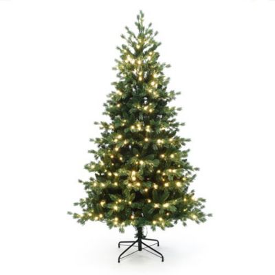 LuxenHome 6.5 ft. Pre-Lit Green PE/PVC Artificial Fir Christmas Tree with Metal Stand