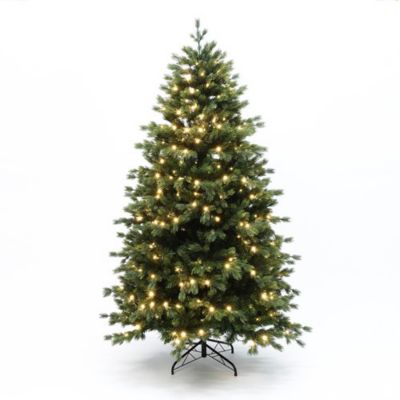 LuxenHome 6 ft. Pre-Lit Christmas Tree with 340 LED Lights, Hinged Branches, Festive Holiday Tree