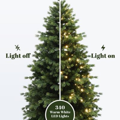 Image showing  6 ft. Pre-Lit Christmas Tree with 340 LED Lights, Hinged Branches, Festive Holiday Tree