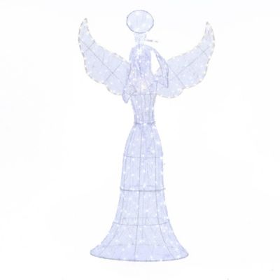 LuxenHome 5 ft. Angel Playing Trumpet Outdoor Holiday Decoration with Lights