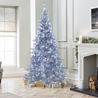 Image showing  7.5 ft. Silver Christmas Tree with Cool White Lights, Full Pre-Lit Indoor/Outdoor Decor