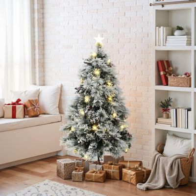 Image showing  5 ft. Pre-Lit Pine Needle Mixed Fiber Optic Artificial Christmas Tree with Star Topper