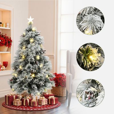 Image showing  5 ft. Pre-Lit Pine Needle Mixed Fiber Optic Artificial Christmas Tree with Star Topper