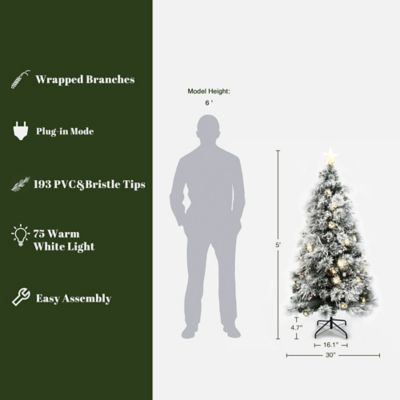 Image showing  5 ft. Pre-Lit Pine Needle Mixed Fiber Optic Artificial Christmas Tree with Star Topper