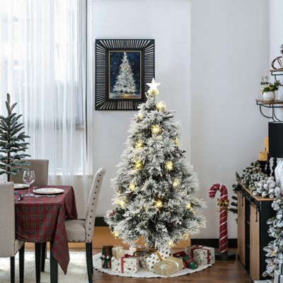 Image showing  5 ft. Pre-Lit Pine Needle Mixed Fiber Optic Artificial Christmas Tree with Star Topper