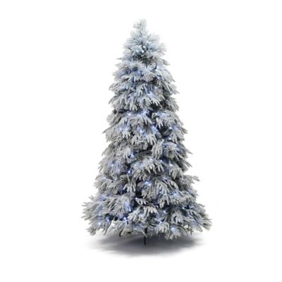 LuxenHome 7 ft. Pre-Lit Full Snowy Branches Artificial Pine Christmas Tree with Pinecones and Stand