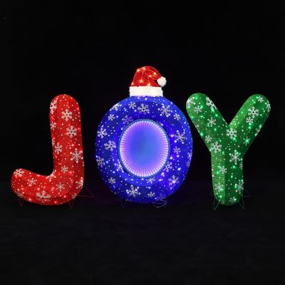 Image showing  3-Piece Multi-Color JOY Holiday Decoration with Lights for Indoor and Outdoor