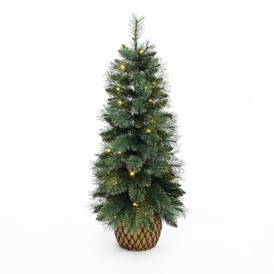 Image showing  4 ft. Pre-Lit Christmas Tree with 50 LED Lights, Glittered Branches & Woven Base