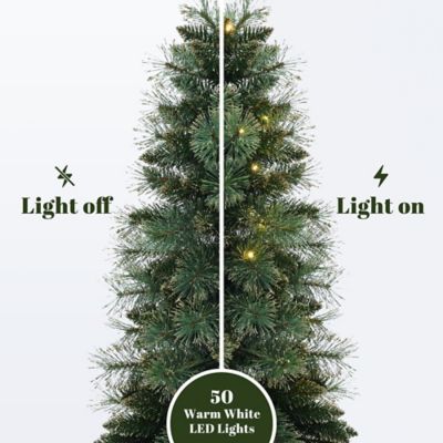 Image showing  4 ft. Pre-Lit Christmas Tree with 50 LED Lights, Glittered Branches & Woven Base