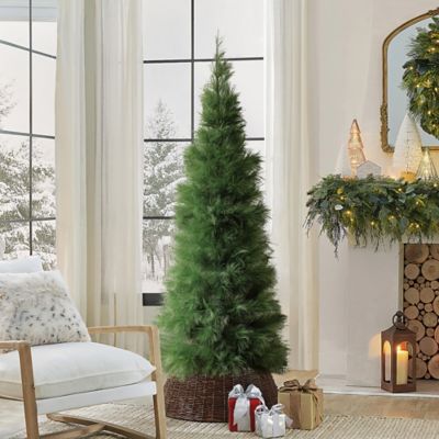 Image showing  6 ft. Holiday Slim Artificial Pampas Grass Tree in Green
