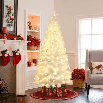 Image showing  6 ft. White Fiber Optic Christmas Tree with Snowflake Lights, Holiday Centerpiece Decor