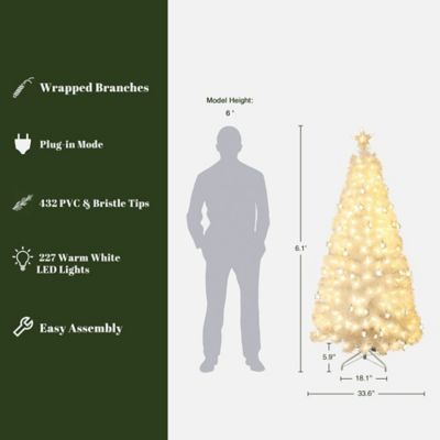 Image showing  6 ft. White Fiber Optic Christmas Tree with Snowflake Lights, Holiday Centerpiece Decor