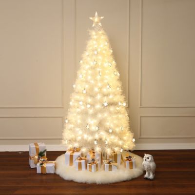 Image showing  6 ft. White Fiber Optic Christmas Tree with Snowflake Lights, Holiday Centerpiece Decor