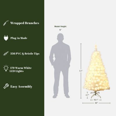 Image showing  5 ft. White Fiber Optic Christmas Tree with Snowflake Lights, Holiday Centerpiece Decor