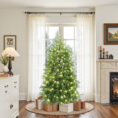 Image showing  6 ft. Pre-Lit Green Full Artificial Cedar Christmas Tree with Metal Stand
