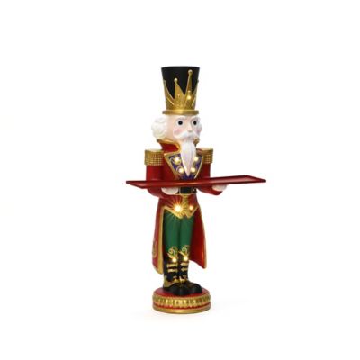 Image showing  2 ft. Tall Nutcracker Red Soldier with Tray, Battery-Operated Holiday Decoration with Lights