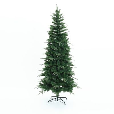 Image showing 6 th LuxenHome 6 ft. Pre-Lit Green Slim Artificial Christmas Tree with 8 Light Functions
