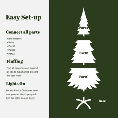 Image showing 7 th LuxenHome 6 ft. Pre-Lit Green Slim Artificial Christmas Tree with 8 Light Functions