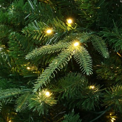 Image showing 8 th LuxenHome 6 ft. Pre-Lit Green Slim Artificial Christmas Tree with 8 Light Functions
