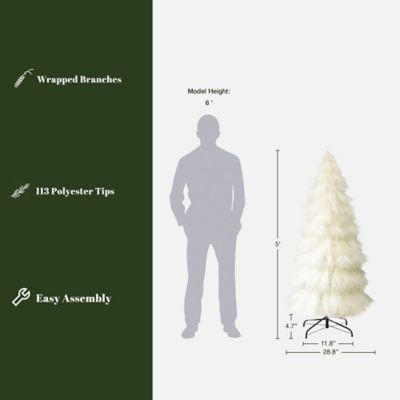 Image showing  5 ft. Holiday Artificial Pampas Grass Tree in Natural Ivory