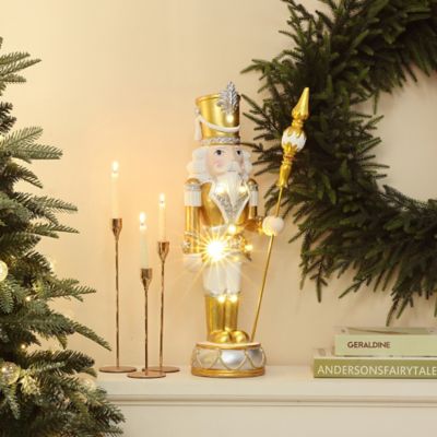 Image showing  2 ft. Lighted Silver and Gold Nutcracker Soldier with Scepter, Christmas Decoration