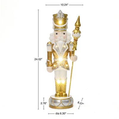 Image showing  2 ft. Lighted Silver and Gold Nutcracker Soldier with Scepter, Christmas Decoration