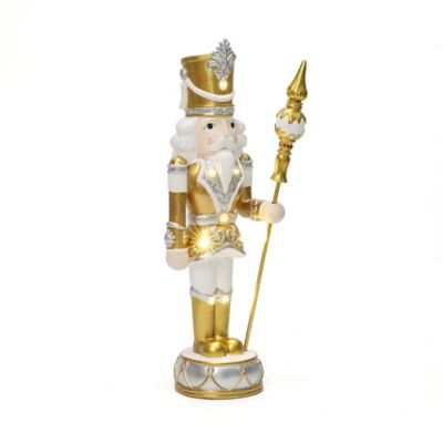 Image showing  2 ft. Lighted Silver and Gold Nutcracker Soldier with Scepter, Christmas Decoration