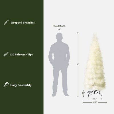 Image showing  6 ft. Holiday Slim Artificial Pampas Grass Tree in Natural Ivory