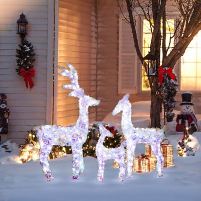 Image showing  3-Piece Multi-Color Snowflake Deer Family Outdoor Holiday Decoration with 340 Lights