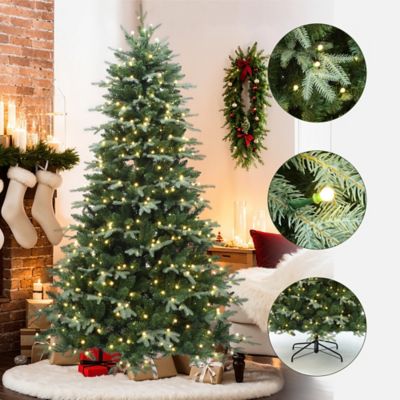 Image showing  7 ft. Pre-Lit Ball Lights Green Artificial Christmas Tree, Indoor and Outdoor