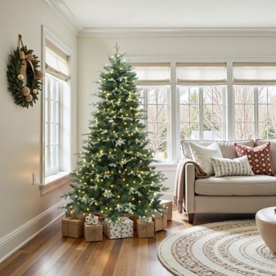 Image showing  7 ft. Pre-Lit Ball Lights Green Artificial Christmas Tree, Indoor and Outdoor