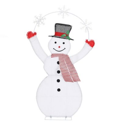 LuxenHome 5 ft. Pre-Lit Snowman with Snowflake Arch Holiday Decoration