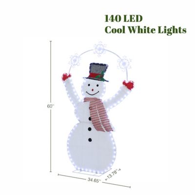 Image showing  5 ft. Pre-Lit Snowman with Snowflake Arch Holiday Decoration