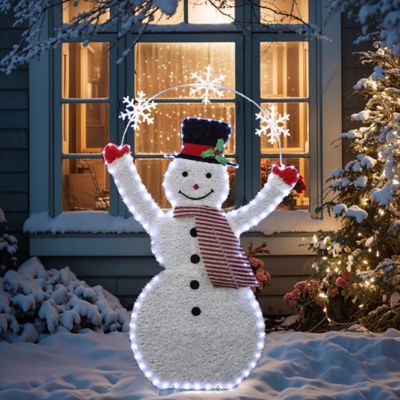 Image showing  5 ft. Pre-Lit Snowman with Snowflake Arch Holiday Decoration